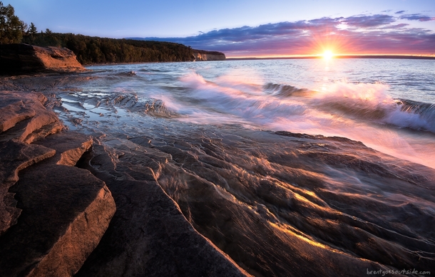 The sun sets over Lake Superior - Pictured Rocks National Lakeshore 