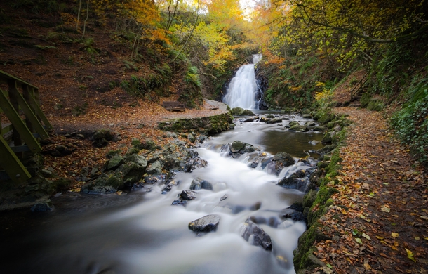 The tail end of autumn at Gleno Waterfall Co Antrim Northern Ireland 