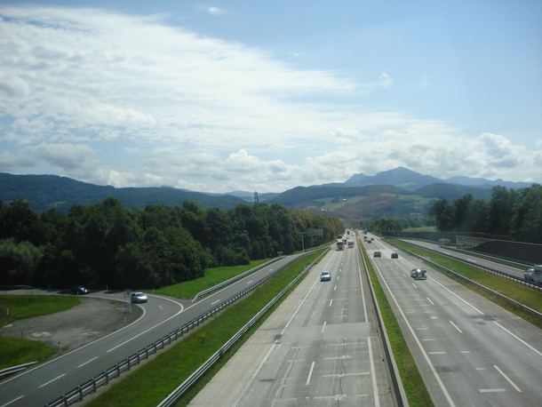 The Tauern Autobahn at its intersection with the West Autobahn near Salzburg Austria 