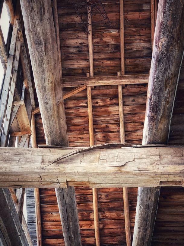 The tool marks are still visible on the support beam in this century old barn