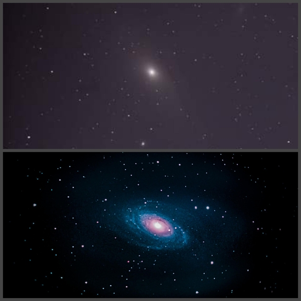 The top photo was my first attempt ever at astrophotography  months ago The bottom photo was last nights attempt