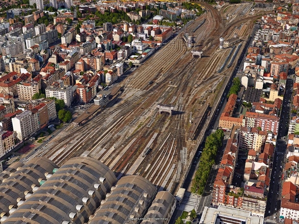 The tracks of the railway station of Milano Centrale Italy