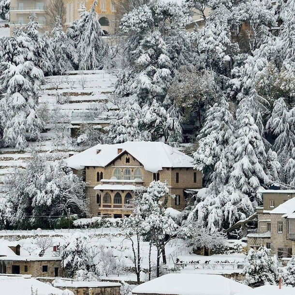 The Traditional Estates of Hammana Mount Lebanon in the Snow 