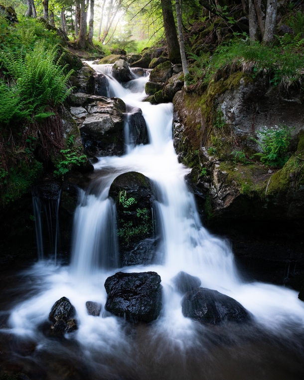 The upper part of the beautiful Todtnau Waterfall in the Black Forest Germany 