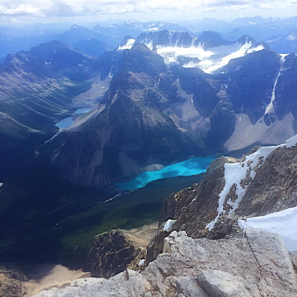 The view I had from the top of Mount Temple at   feet Alberta Canada 