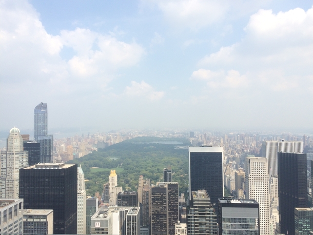The view of Central Park from the top of  Rock NY 