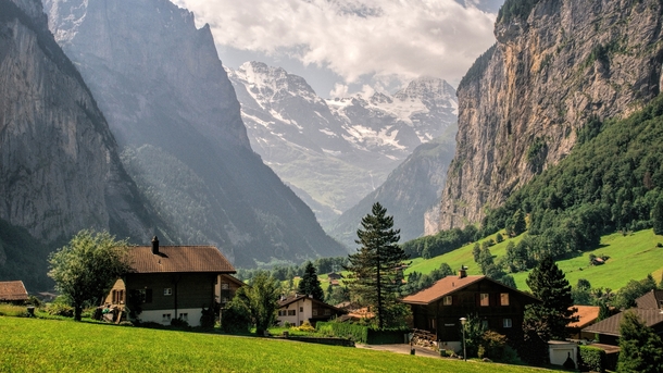 The village of Lauterbrunnen in the Swiss Alps 