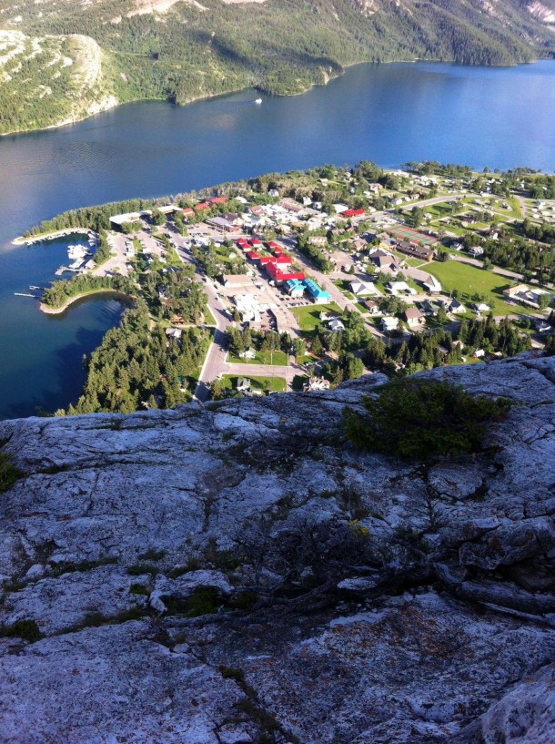 The village of Waterton as seen from a quarter way up the adjacent mountain Alberta 