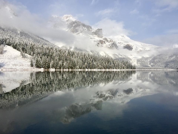 The water was like glass - Emerald Lake in the winter  