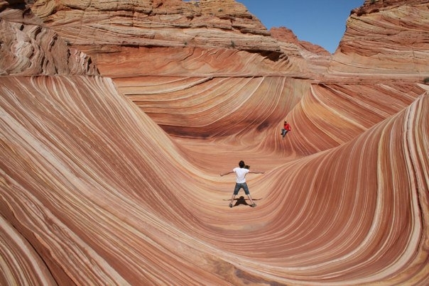 The Wave near the Utah-Arizona border in the slopes of Coyote Buttes 