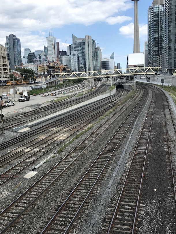 The Westside entrance to Torontos Union Station for all commuter and intercity train traffic Same thing on the Eastside Now there is a plan to cover the railway lands with a park which would be an amazing turnaround from the industrial mess it once was Fr