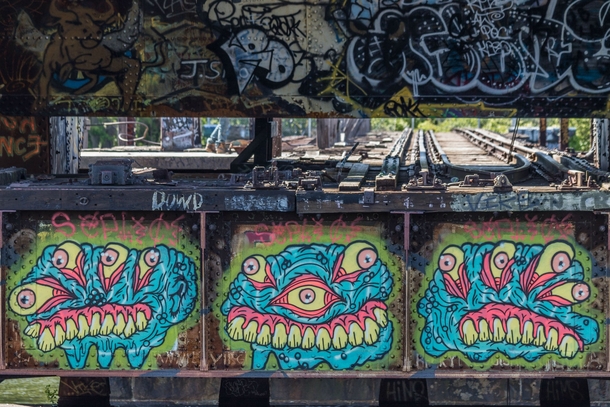This abandoned bridge in my city is a constant showcase for great graffiti 