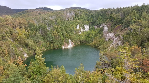 This abandoned gypsum mine near Cheticamp Nova Scotia makes for a sweet swimming hole in the summertime 
