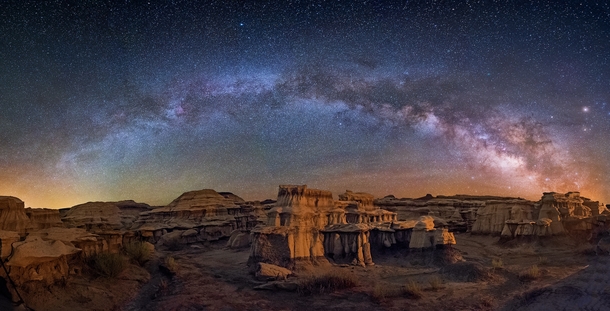 This is a panorama from the Bisti Badlands in the NW part of New Mexico USA By Wayne Pinkston 