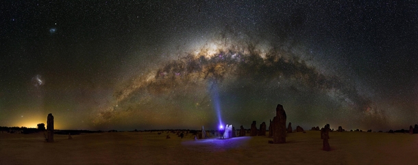 This is a  shot MP image I took recently of the Milky Way over The Pinnacles Desert in Western Australia 