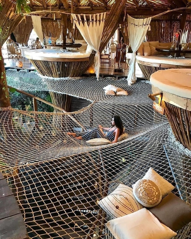 This is the interior of a resort in Tulum Mexico