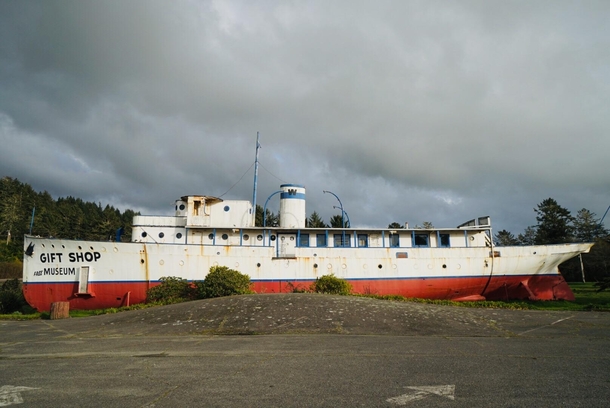 This out of place ship was used as a roadside attraction for a closed hotel in Smith River California Additional pictures linked in comments 