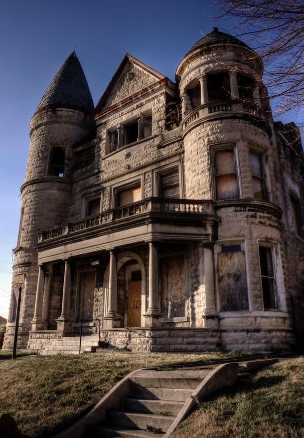 This Romanesque-style mansion in Louisville Kentucky was built in the th century amp eventually turned into a tax business before it was ironically overtaken by the city for unpaid taxes in  Left to deteriorate the building was eventually sold and re-sold