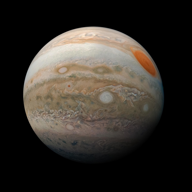 This striking view of Jupiters Great Red Spot and turbulent southern hemisphere was captured by Juno as it performed a close pass of the gas giant planet Credits NASAJPL-CaltechSwRIMSSSKevin M Gill 