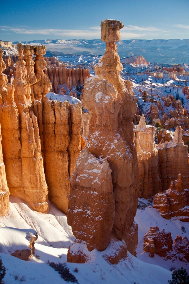 Thors Hammer Lit Up by the Snow - Bryce Canyon National Park Utah 