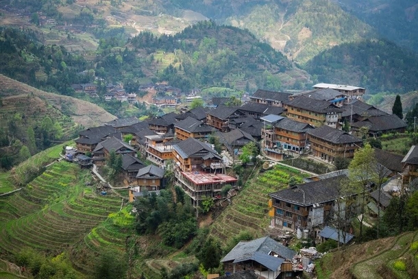 Tiantouzhai village at Longji rice terrace near Guilin China 