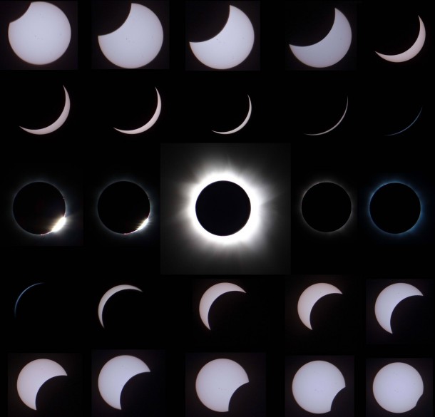 Time lapse of solar eclipse taken from South Pacific 