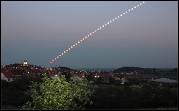Timelapse partial lunar eclipse over Lake Balaton Hungary last week 