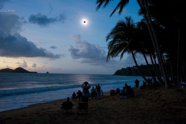 Total solar eclipse seen from Ellis Beach north of Cairns Queensland Australia today 