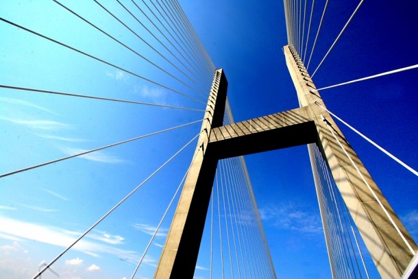 Tower of a cable-stayed bridge Savannah Georgia 