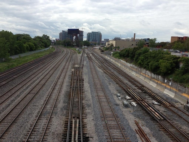 Train tracks crossing under Bathurst St Toronto ON 