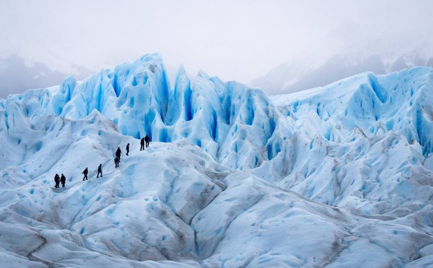 Trekking on a glacier Perito Merino Argentina 