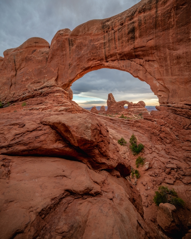 Turret Arch Through North Window Arch Arches National Park Utah 