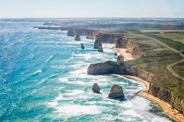 Twelve Apostles from the air Victoria Australia 