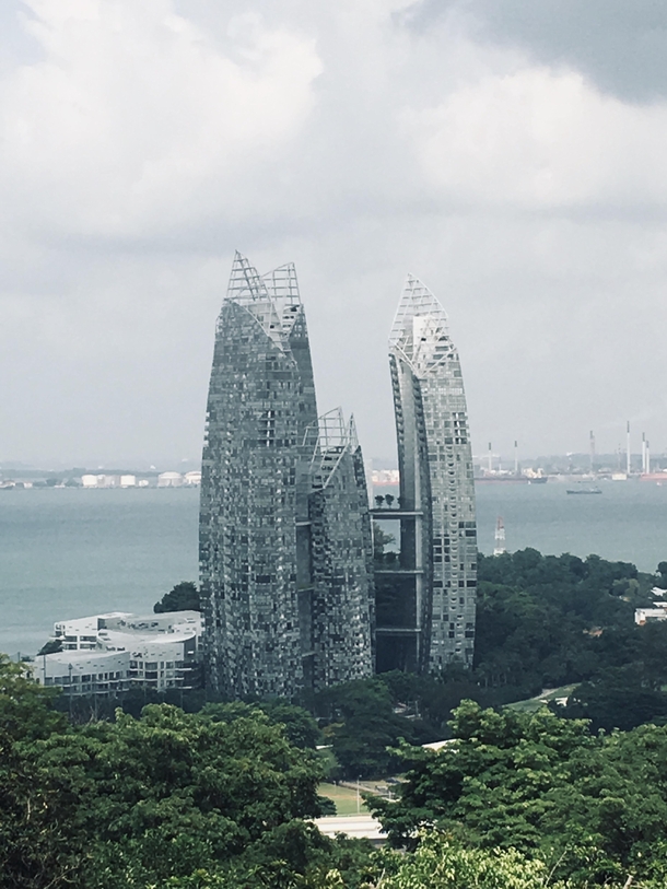 Twin towers of Singapore as seen from hill top 