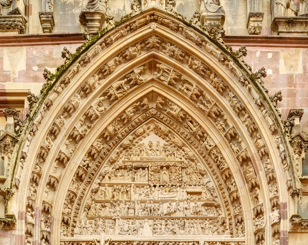Tympanum Life of Mary Saint-Thibaut Church Thann France circa  Photo by Thomas Bresson  rHI_Res link in comments