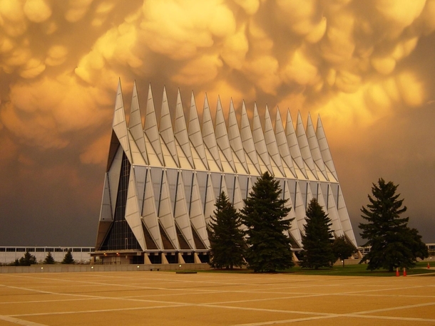 United States Air Force Academy Cadet Chapel - Colorado Springs Colorado -  - Designed by Walter Netsch of Skidmore Owings and Merrill - A highly regarded example of modernist architecture - American Institute of Architects National  Year Award  - US Nati