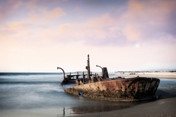 Unknown abandoned sea vessel 