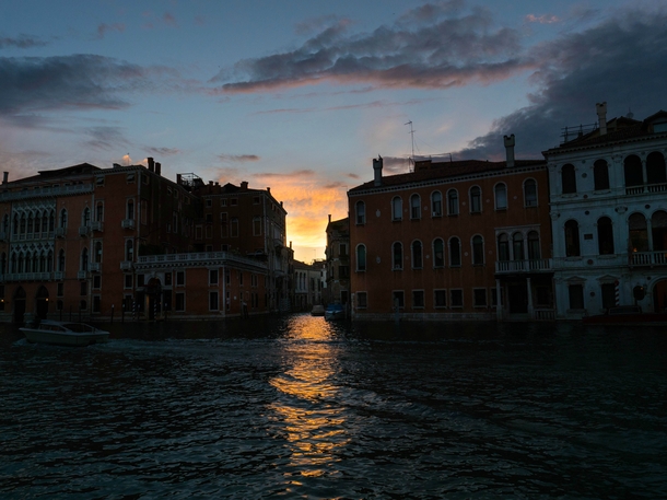Venice street at sunset 