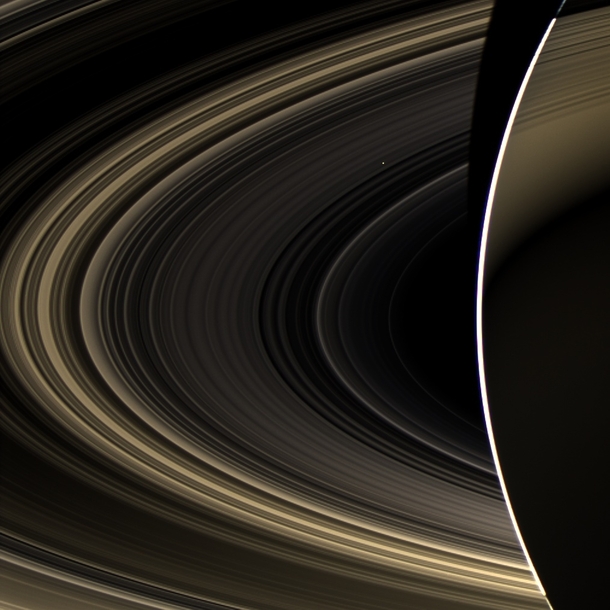 Venus shines like a bright beacon through the rings of Saturn in this unique image taken by the international Cassini spacecraft November   