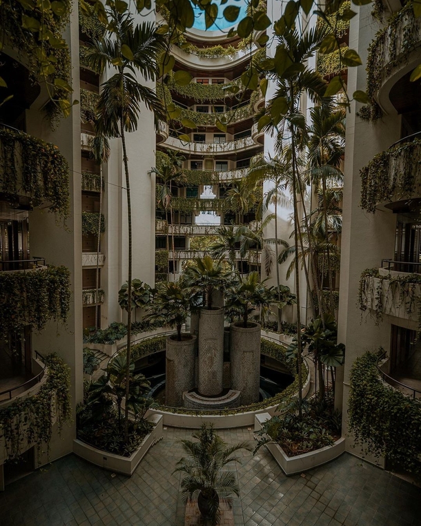 Vertical forest inside a building in Singapore