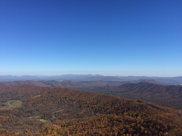 View from McAfees Knob Appalachian Trail Virginia The Peaks of Otter are in the distance 