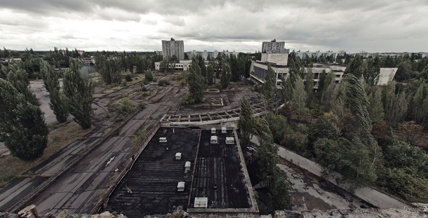 View from Polissya Hotel - PripyatChernobyl Ukraine 