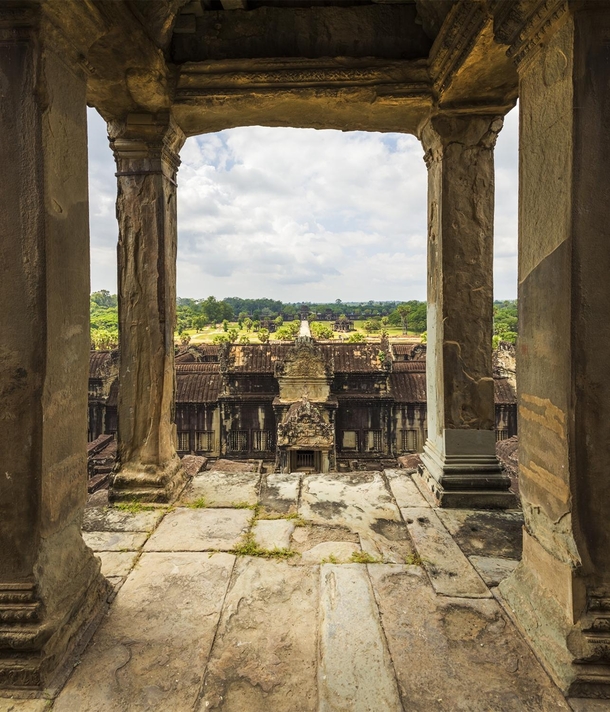 View from the main tower of Angkor Wat Cambodia 