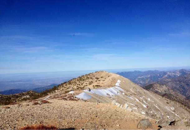 View from the top of mount baldy Incredible theres still show on the peak in early May Taken with iPhone 