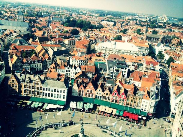 View from the top of the Belfort Bruges Belgium 