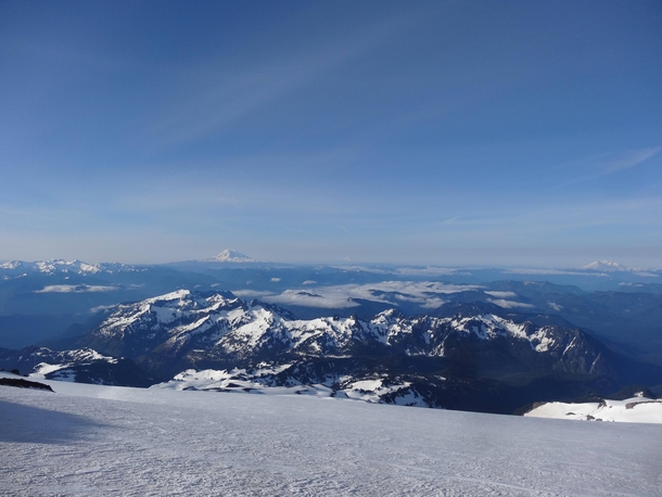 View of Mount Adams and St Helens from Camp Muir Mount Rainier this weekend 