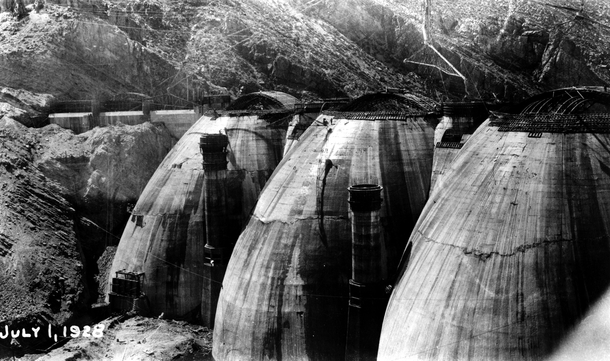 View of the Coolidge Dam upstream face with tower intakes July st  