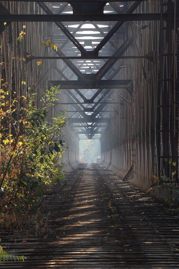 View through the old and disused railway bridge Belgrade Serbia