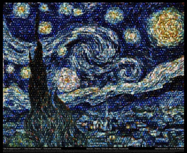 Vincent van Goghs Starry Night made from about  Hubble images 