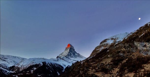 Waited  hours to catch the sunrise-tipped Matterhorn 